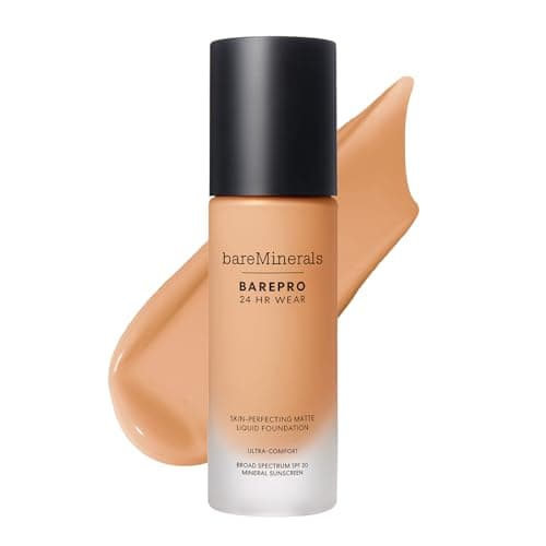 Image of bareMinerals BAREPRO 24HR Wear Skin-Perfecting Matte Liquid Foundation Mineral SPF 20 - Breathable Makeup for Face, Full Coverage, 24HR Wear, Natural Matte Finish, Vegan