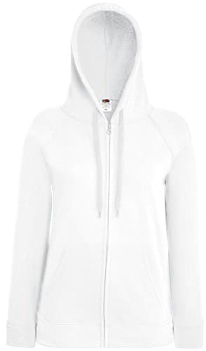 Image of Fruit Of The Loom Lady-fit Lightweight Hooded Sweatshirt Jacket White S