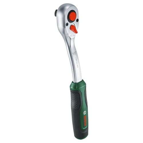 Image of Bosch 1/2" Drive Ratchet (Powerful Ratchet for Multiple DIY; High Torque up to 768Nm; Lock Button; Intuitive Direction Switch; Curved Neck; Ergonomic Softgrip)