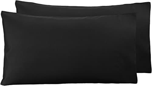 Image of Amazon Basics Microfiber Pillowcases, Standard Size 50 x 80 cm (Pack of 2), Black, Pillows Not Included