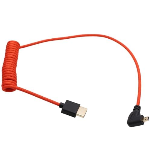 Image of HangTon Micro HDMI to HDMI 4K 8K 60p Cable for ATOMOS Ninja V Inferno SmallHD Cine Indie Monitor Canon R6 Mark II R5 C R8 Sony ZVE10 A7C A7R4 A7S2 Panasonic S5 S9 GH4 Camera, Left Angled 50cm