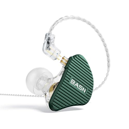Image of BASN Mix-PD 2-Pin in Ear Monitor,1Planar Driver + 1Dynamic Driver Hi-fi IEM Earphones with CNC Crafted Metal Cover, Wired 0.78mm 2-Pin Detachable Cable for Musicians (Green)
