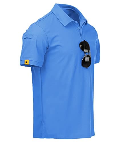 Image of JACKETOWN Men Polo Shirt Short Sleeve Breathable Tennis Shirt Summer Tshirts Men Button Front Polo Shirts for Men Adult Casual Sport Shirt Basic Regular-Fit Golf Shirt(Light Blue-XL)