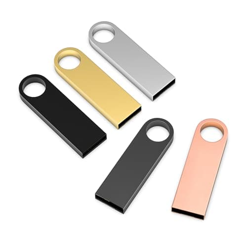Image of 5 Pack 2GB USB Stick, Wooolken Sleek Metal USB 2.0 Memory Sticks with Keychains, Portable Thumb Drives for PC, Laptop & Computer Backup