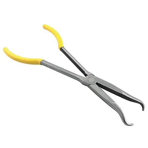 Image of QWORK® Long Reach Hose Grip Pliers, Long Nose Spark Plug Pliers with Ring Tip, 11" / 280mm