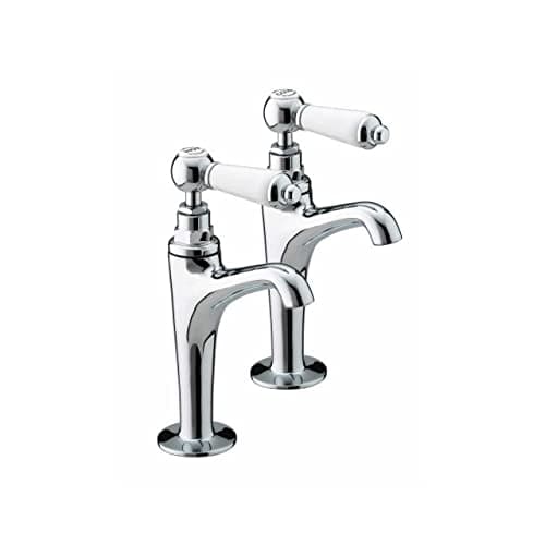 Image of Bristan Renaissance High Neck Pillar Taps with Ceramic Disc Valves, Deck Mounted, Chrome Finish