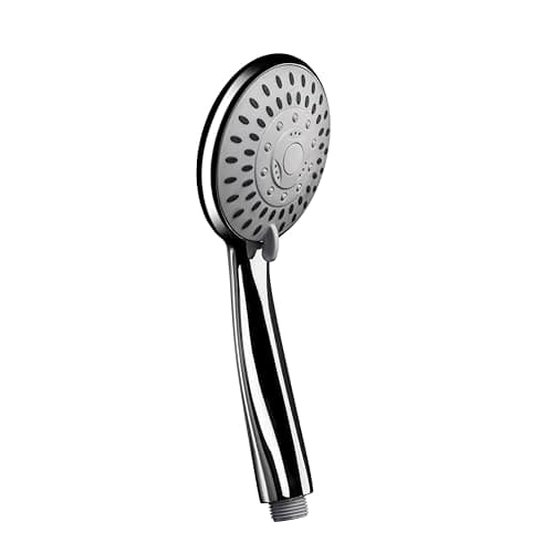 Image of Croydex Nero Chrome Shower Head with Five Spray Patterns - Chrome Plated ABS with Rub Clean Nozzles, Suitable for Low Pressure Systems, Large Shower Head