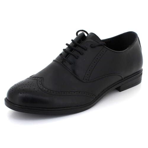 Image of Mens Classic Brogue Oxford Timeless Elegance for Formal Comfortable Lace Up Gents Wedding Party Office Black Shoes Size 10