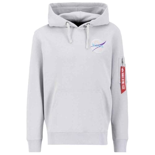 Image of Alpha Industries Men's Dark Side Hoody Hooded Sweatshirt, Pastel Grey, M