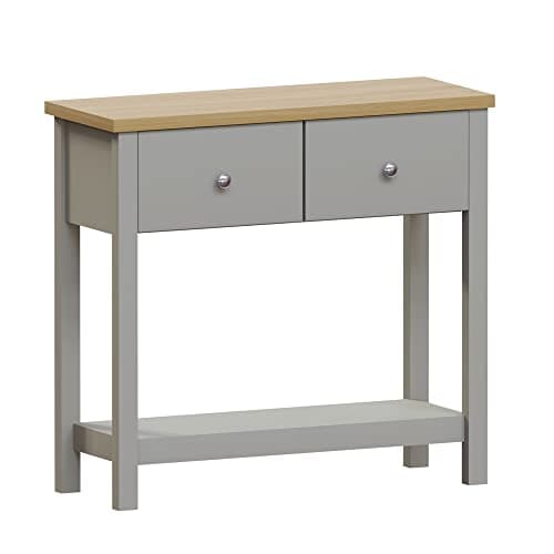 Image of Vida Designs Arlington Console Table Shelf Hallway Side End Dressing Table MDF (Grey, 2 Drawer)