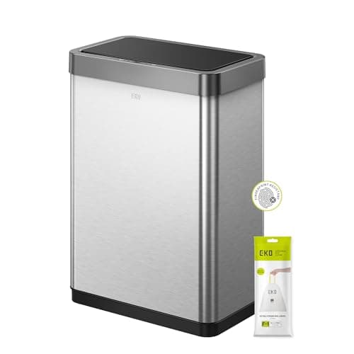 Image of EKO Mirage X 40L Automatic Sensor Kitchen Bin, Double Recycling Bin with 2 x 20L Compartments, Soft-Close Lid and Removable Buckets, Sleek Brushed Stainless Steel
