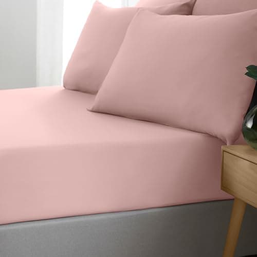 Image of Catherine Lansfield So Soft Non-Iron Double Fitted Sheet Blush Pink