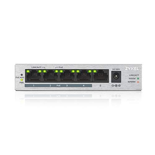 Image of Zyxel 5 Port Gigabit Unmanaged 4 x PoE+ with 60 Watt Budget, Limited Lifetime Protection