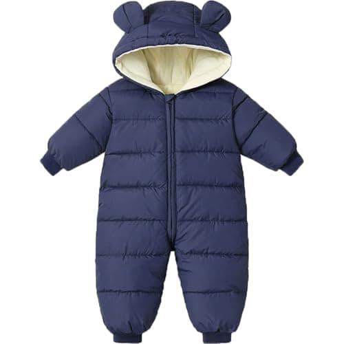 Image of HengBo LED Baby Boys Girls Snowsuit Winter Clothes Suit Newborn Thick Zipper Fleece Hooded Jumpsuit Romper Bear Outfit Infant Warm Coat Outwear