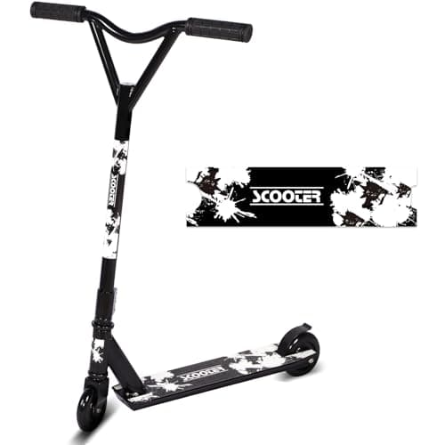 Image of Stunt Scooter, Pro Street Stunt Scooters with 100mm PU Wheels and ABEC-7 Bearings, Entry Level Freestyle Kick Scooter for Kids Teens Ages 8+ (Black White)