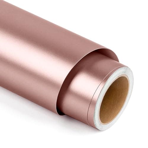 Image of Matte Metallic Permanent Vinyl for Cricut, 12" x 5FT Rose Gold Self Adhesive Vinyl Roll for Cricut and Silhouette Cameo, Rose Gold Vinyl for Party Decoration, Window Stickers, Home Decor