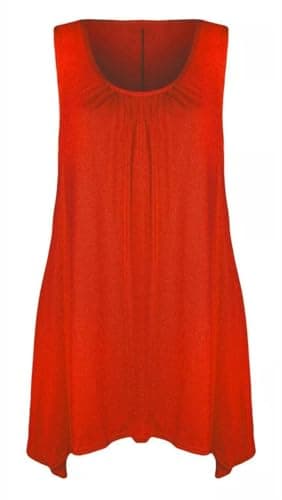 Image of Ladies Summer Tops Womens Tops Vest Tops Women UK Womens Tunic Tops Ladies Tops Sleeveless Blouse Plus Size Swing Flared Tops Ladies Long Tops Size 8-30 Red 28-30