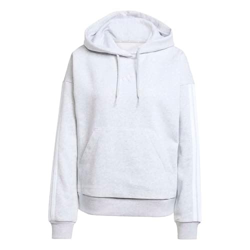 Image of adidas Women's ESSENTIALS 3-STRIPES FLEECE HOODIE, light grey heather/white, M