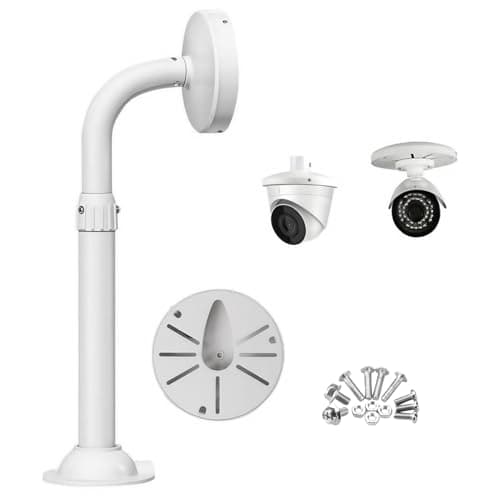 Image of J-Shaped Dome Camera Mount, 11.8"-23.6" Telescopic Adjustable Bracket, Heavy-Duty Aluminum Alloy Wall/Ceiling Mount for Indoor/Outdoor CCTV Security Cameras,Universal Holder Fits Hikvision/Dahua