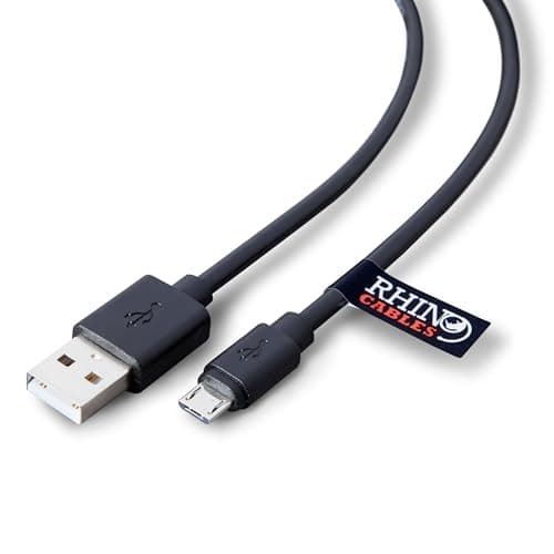 Image of rhinocables USB 2.0 A to Micro B Cable | Fast Charging & Data Transfer | Speeds up to 480 Mbps | Compatible with Consoles, Cameras, Smartphones & Tablets (1.8m, Pack of 1)