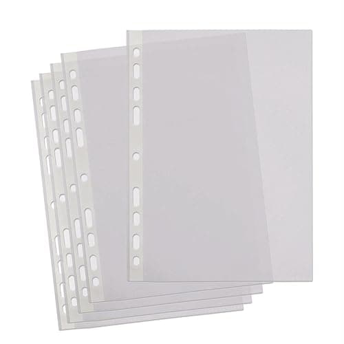 Image of A4 Punched Pockets, 100 Clear Plastic Sleeves, Reinforced Multi-Punched Spine, 40 Microns for Durable Filing, Suitable for Ring Binders
