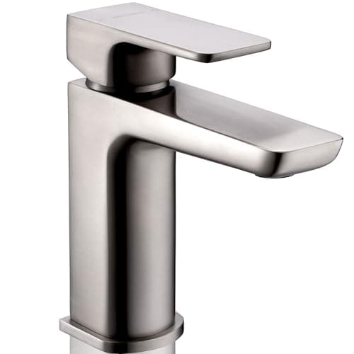 Image of Methven WAI Basin Mixer Tap with Matching Press Top Waste Brushed Nickel Finish Contemporary Modern Tap Square Design, WRAS Approved - WAIBBN