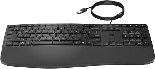 Image of HP 480 Comfort Wired Keyboard | Adjustable typing angles | 3 keyboard positions | Customizable 23 Programmable keys | Multi-device & OS connectivity | Dedicated MS Copilot Key | Plug-N-Play