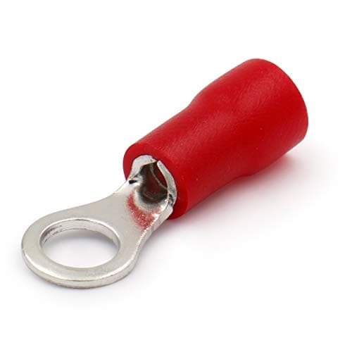 Image of Heschen Ring Terminal Crimp Connectors Vinyl Insulated Wire Electrical Connector RV1.25-4S Stud size #8 for 0.5-1.5mm² (22-16 AWG) Red 100Pack