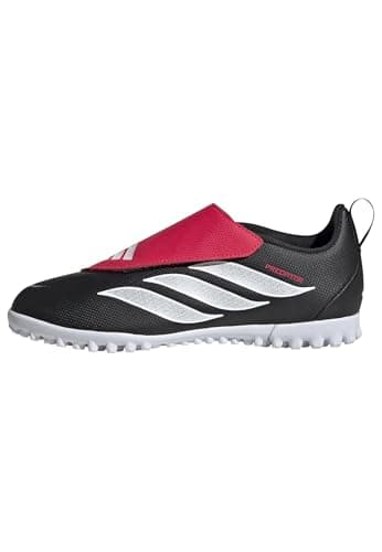 Image of adidas Unisex Club Velcro Fold-Over Tongue Turf Football Kids Shoes, Core Black/FTWR White/Lucid Red, 8 UK Child
