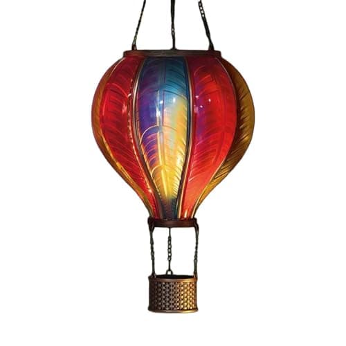 Image of Smart Solar Rainbow Solar Powered Flaming Balloon Hanging Ornament - 80cm
