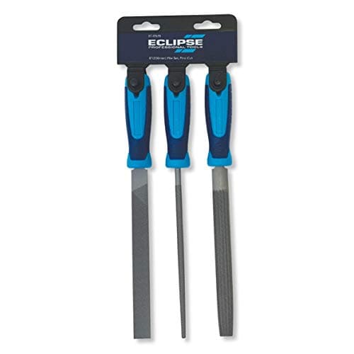 Image of Eclipse Professional Tools EC-3FILEB Engineers' 3 Piece File Set, first/bastard cut – 8” (200mm) Flat, Half Round & Round