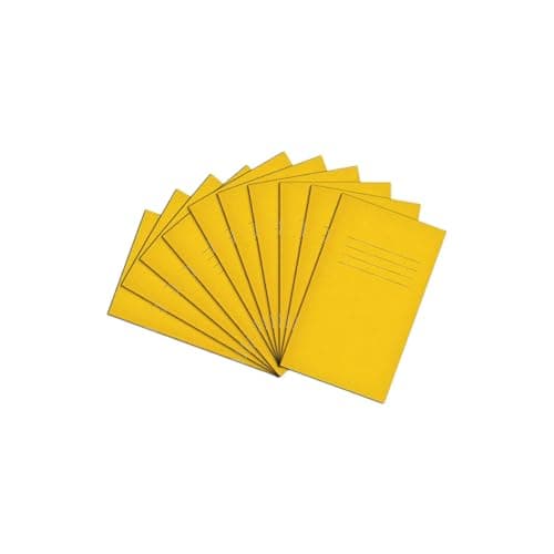 Image of Rhino A6+ Exercise Books, 48 Page / 7mm Lined with Centre Margin Paper Notebook, 10 Pack, Writing Book, Office & School Stationery Supplies, Yellow