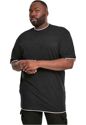 Image of Urban Classics Men's Contrast Tall Tee T Shirt, Blk/Wht, M UK