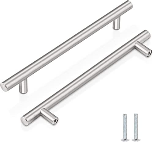 Image of CCHONG 2 Pack Kitchen Cupboard Handles Stainless Steel Kitchen Door Handles Brushed Cabinet Handles Wardrobe Drawer (2 Pack Silver, Hole Centre 128mm)