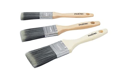 Image of ProDec 3 piece Decorator Synthetic Paint Brush Set for a Smooth Finish Painting with Emulsion, Gloss and Satin Paints on Walls, Ceilings, Wood and Metal, Contains 1", 1.5" and 2 inch Brushes