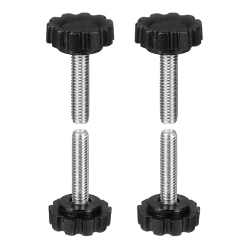 Image of sourcing map 4 Pcs Knurled Knobs Handles M6 x 25mm (1mm Pitch) Male Thread Metric Carbon Steel Hand Tightening Clamping Screws Threaded Stud Knob Bolts for Woodworking Jigs, Black