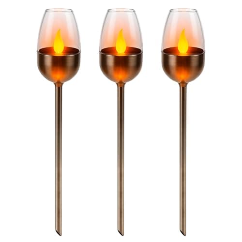 Image of Status Lilydale Outdoor Garden Solar Light / 3 Pack of 6.3 Centimeter LED Open Flame Effect/Stainless Steel/Waterproof Garden Ornament Solar Light/Rechargeable Battery Included (LILYDALESS3PK6)