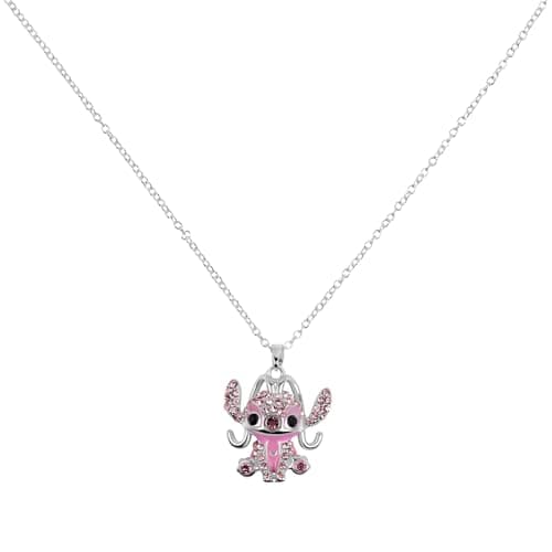 Image of Disney Lilo & Stitch Angel Cartoon Sparkling Stone Set Pendant Adjustable Necklace Gifts for Girls, Best Friend, Women