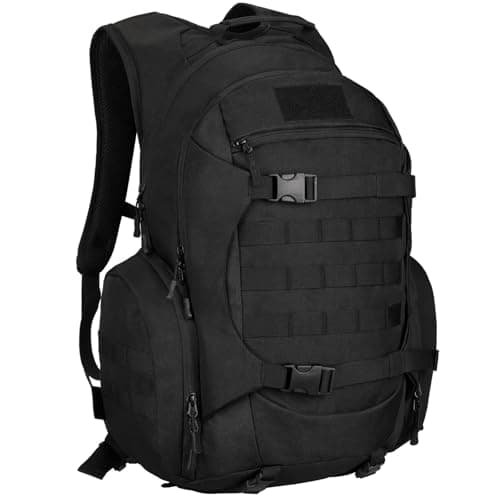 Image of YuanWen 50L Tactical Backpack, Military Rucksack with MOLLE System, Water-Resistant Hiking Backpack for Outdoor Trekking Cycling Travel & Camping, 17'' Laptop Compartment Hydration Compatible Black