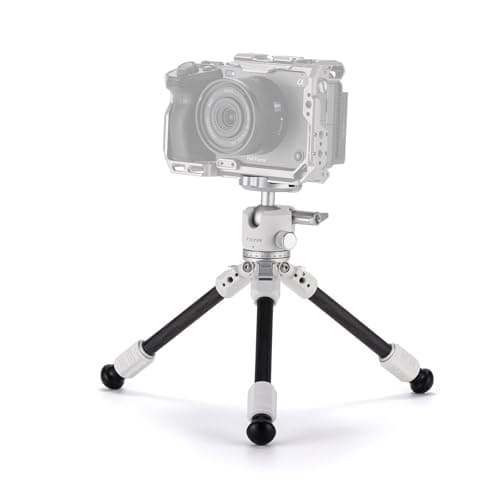 Image of Tilta Camera Tripod with Tabletop Ball Head, Travel Tripod with 1-Stage Carbon Fibre Tripod Legs (3KG) - Snow White TT-BT03-FB-SW