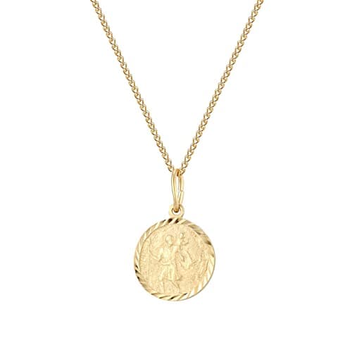 Image of The Jewellery Stockroom Small 18ct gold plated sterling silver St Christopher pendant - 14 Inches