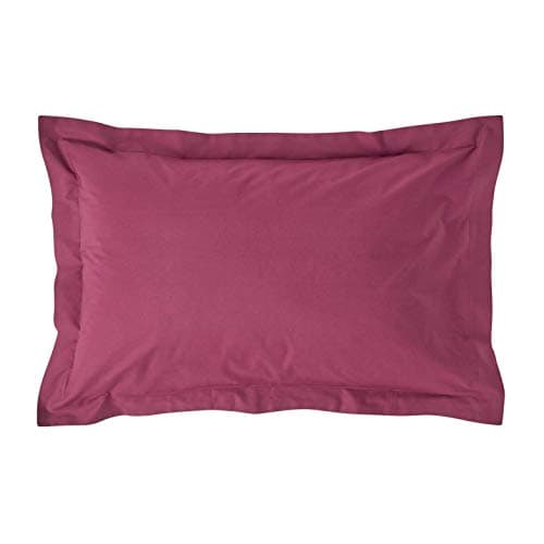 Image of HOMESCAPES Plum Purple Pure Egyptian Cotton Oxford Pillowcase Standard Size 200 TC 400 Thread Count Percale Equivalent Pillow Case Pack of 2