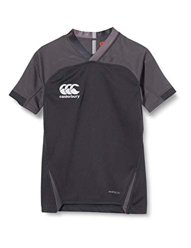 Image of Canterbury Junior Unisex VapoDri Evader Hooped Rugby Jersey | VapoDri Technology | Pro Athletic Fit | Durable Technical Rugby Jersey, Black2, 6