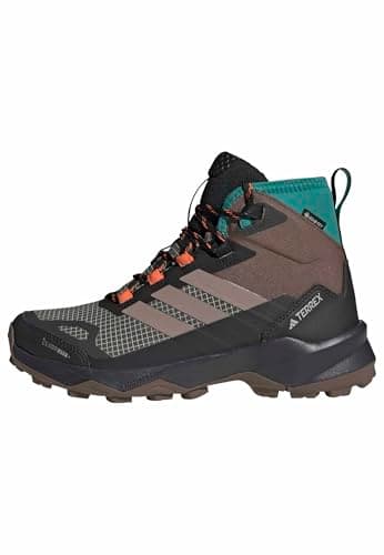 Image of adidas Women's Terrex Skychaser AX5 Mid Gore-TEX Climawarm+ Hiking Shoes, Earth Strata/Trace Brown/Pure Teal, 7 UK