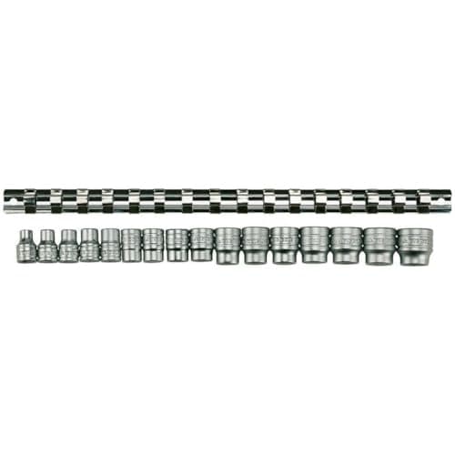 Image of Teng M3816 3/8-inch Clip Rail Metric Socket Set Drive (16 Pieces)
