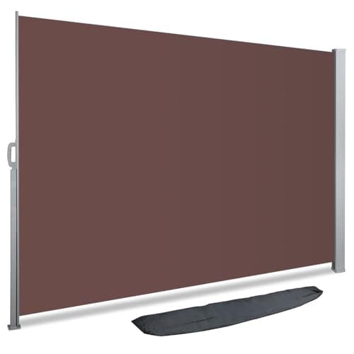 Image of VOUNOT Retractable Side Awning, Outdoor Privacy Protection Screen for Garden, Balcony, Terrace, 180 x 300 cm, Dark Brown
