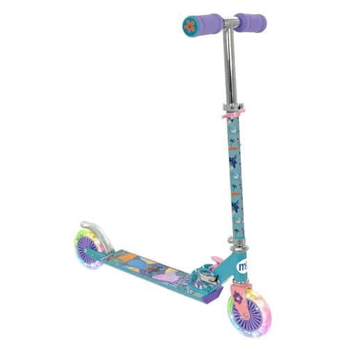 Image of Disney Stitch Inline Scooter Light Up Wheels | Unisex Girls or Boys | Folding Adjustable 2 Wheel Kids Age 5+ Push Officially Licenced