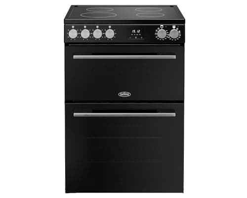 Image of Belling 60cm wide Double Oven BEL FSA VISION 60E Electric Cooker with Ceramic Hob - Black/Silver Steel - A Rated