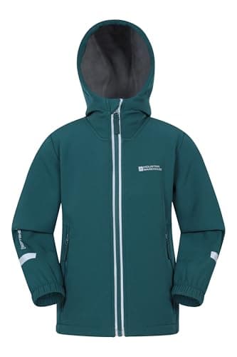 Image of Mountain Warehouse Huxley Kids Water Resistant Reflective Softshell Blue Kids Size 9-10 Years