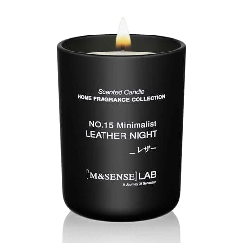 Image of M&SENSE Scented Candles 250g Leather Night Natural Soy Wax Candles Long Burning Minimalist Aromatherapy Candles, Perfect Christmas Gifts for Women and Men.